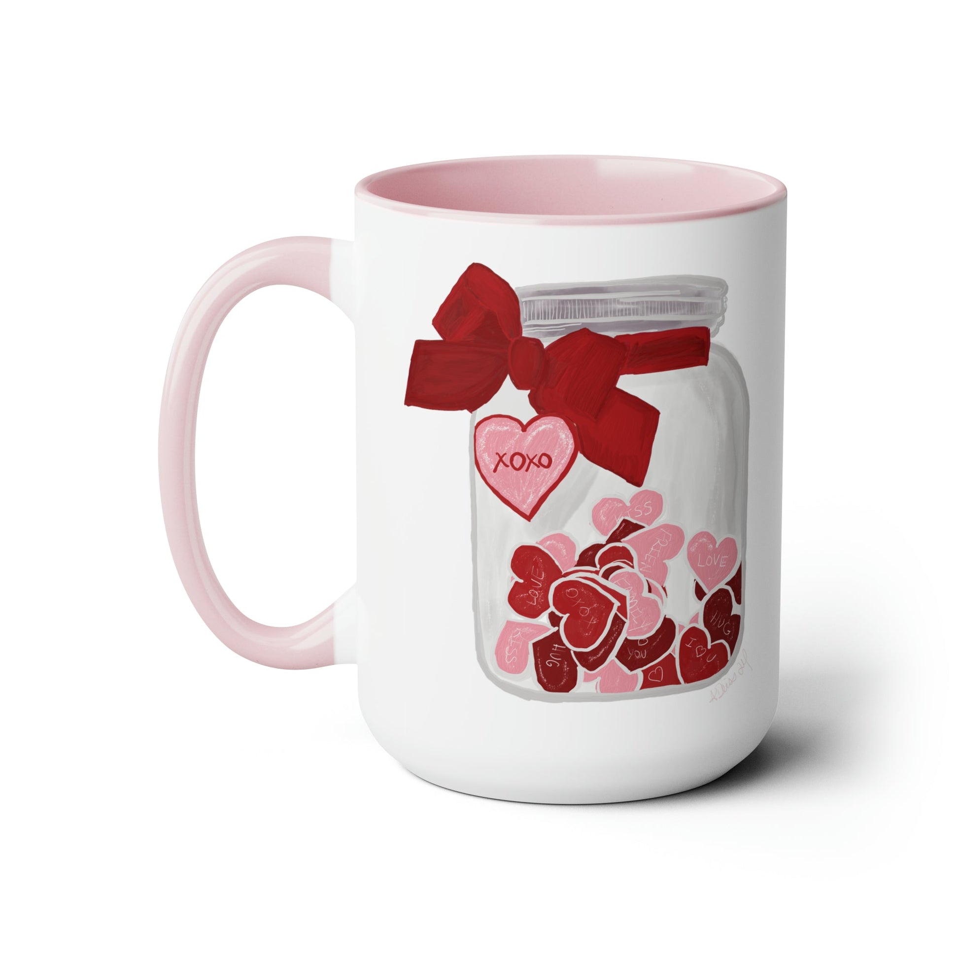 Jar of Hearts Two-Tone Coffee Mugs, 15oz (Multiple colors) - Blue Cava