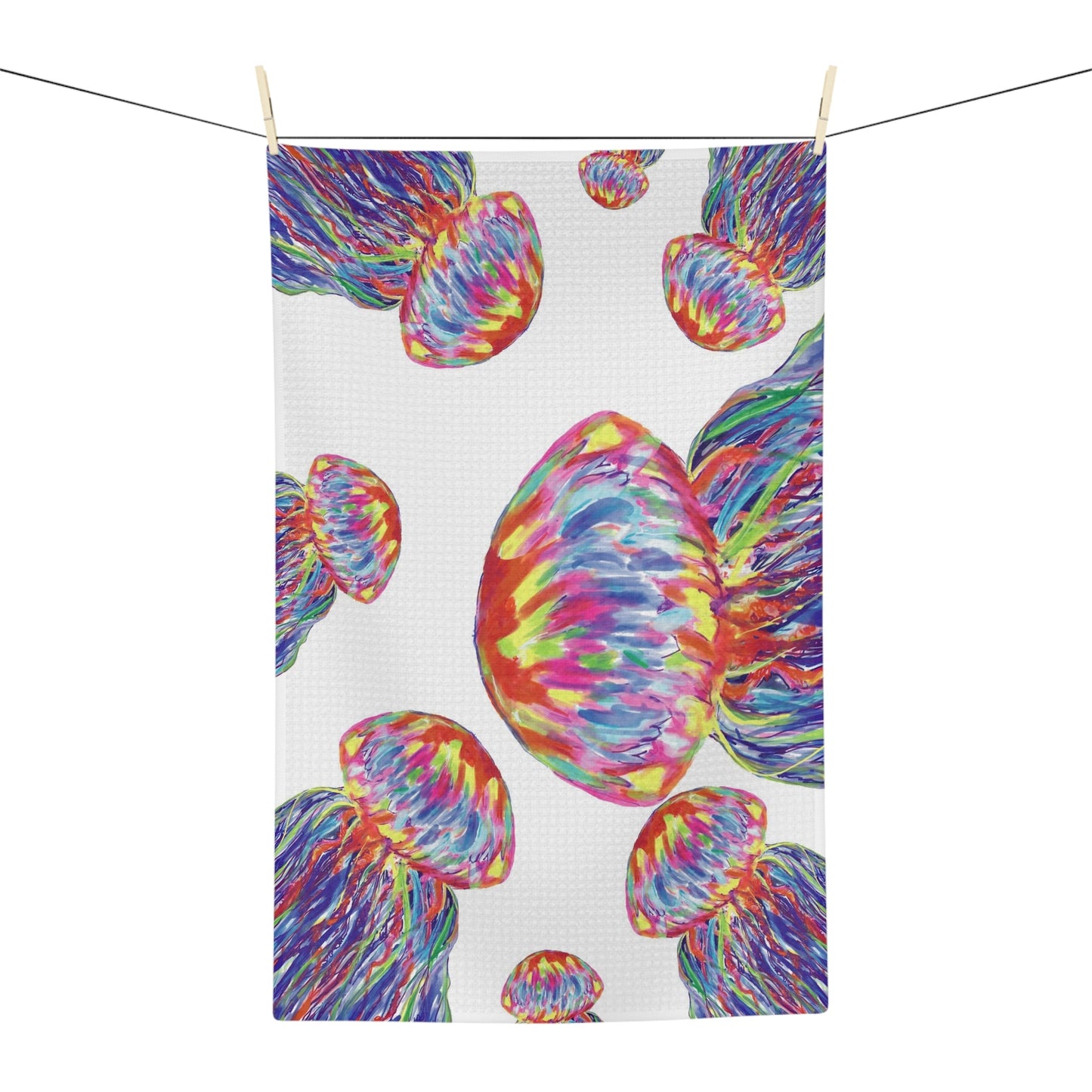 Jellyfishes Microfiber Tea Towel - Blue Cava