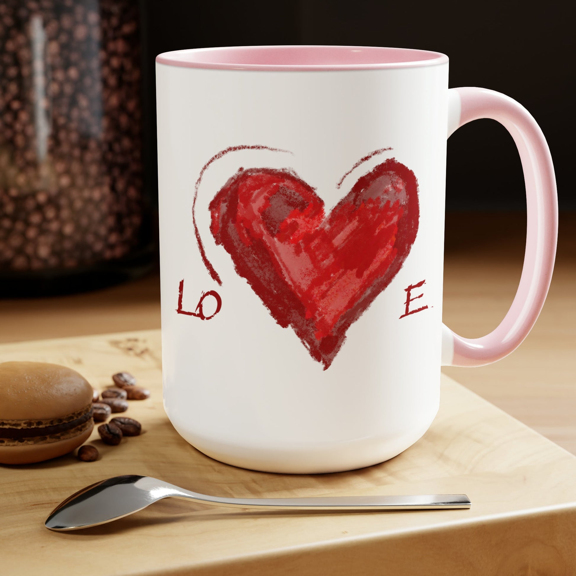 Love Heart Two-Tone Coffee Mugs, 15oz (Two colors) - Blue Cava