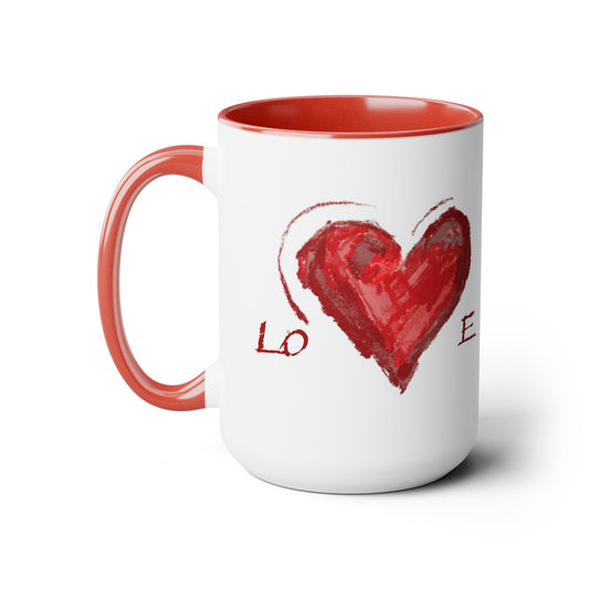 Love Heart Two-Tone Coffee Mugs, 15oz (Two colors) - Blue Cava