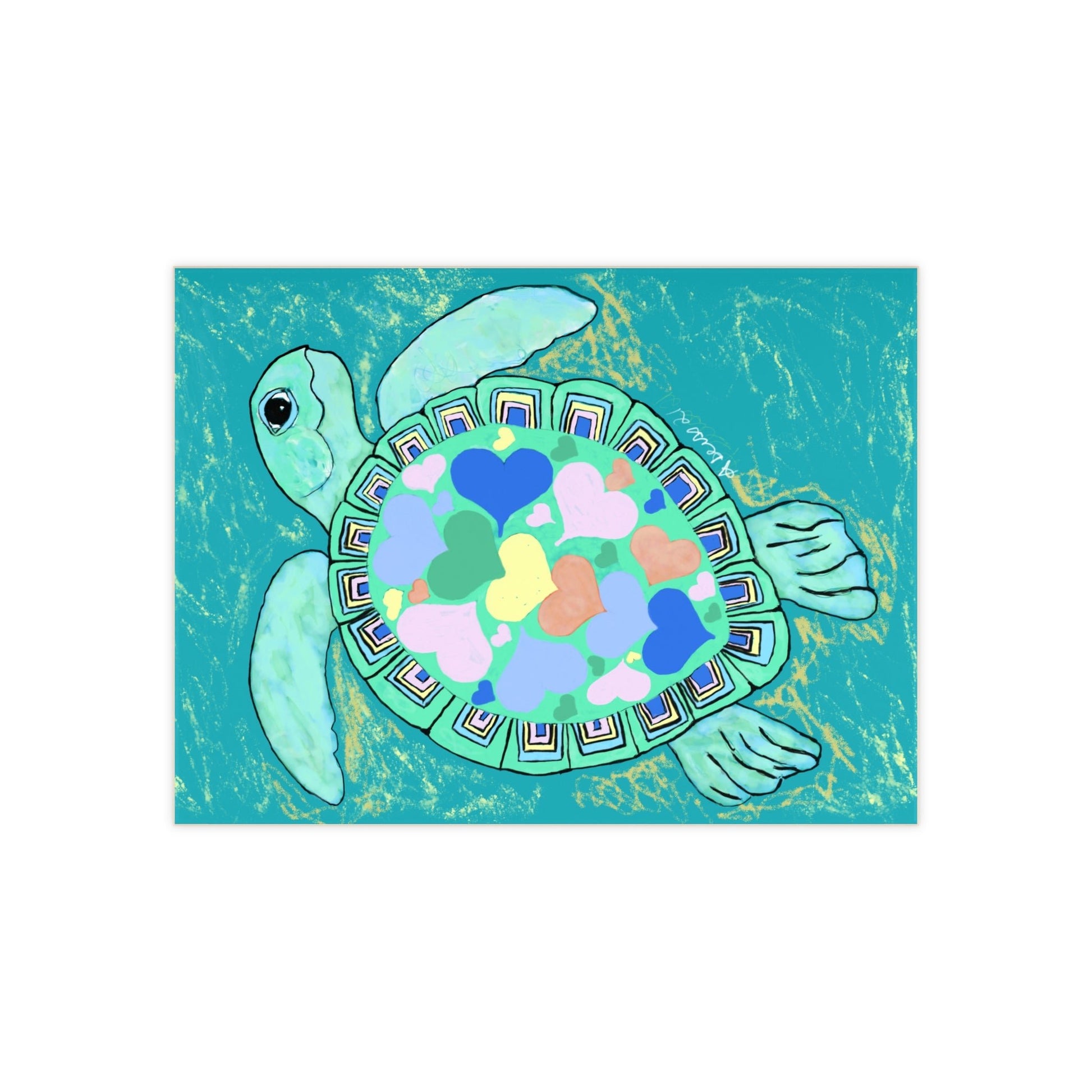 Love Sea Turtle Ceramic Tile - Blue Cava