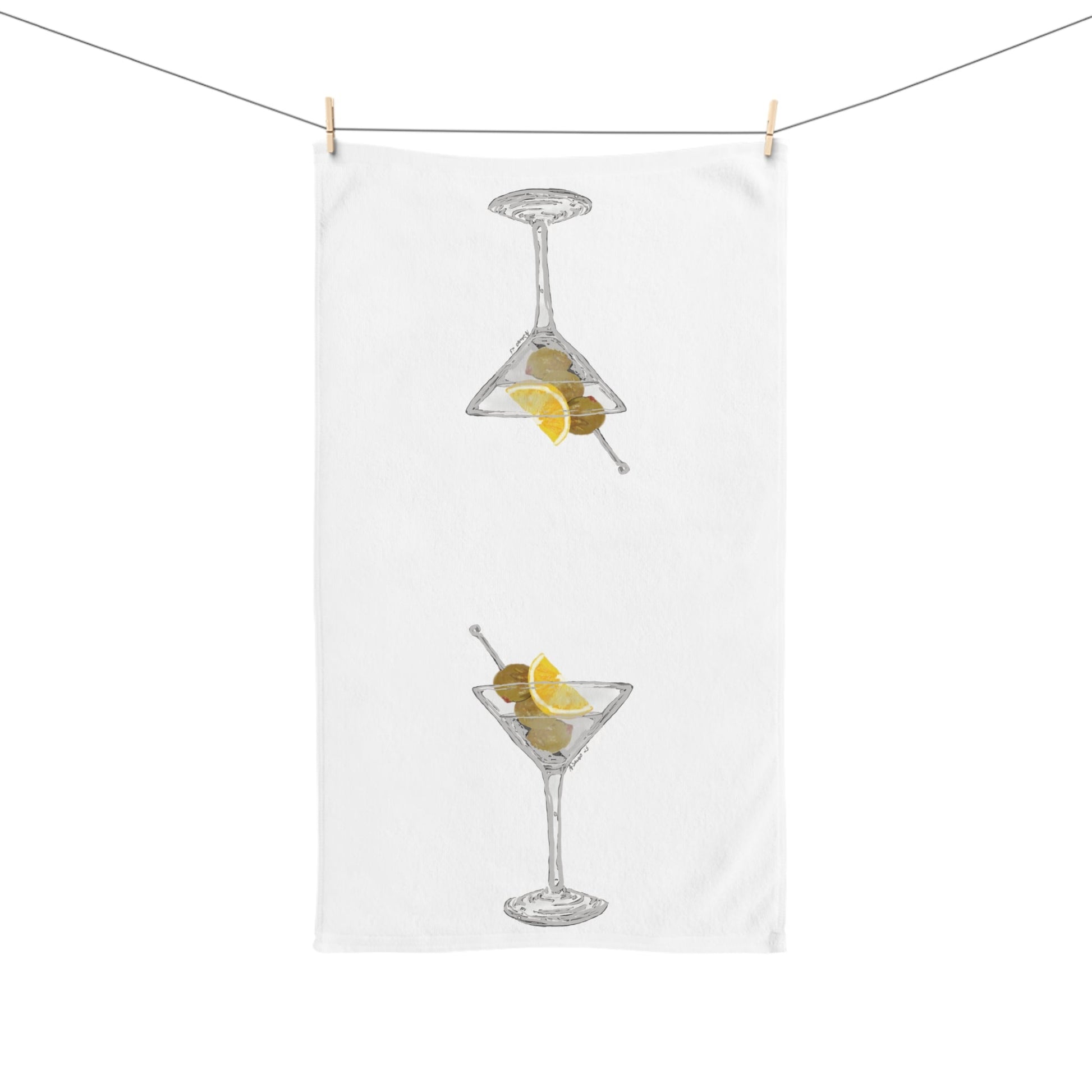 Martini Hand Towel (Poly Cotton) - Blue Cava