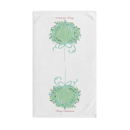 Merry Christmas Ball Hand Towel (Poly/Cotton) - Blue Cava
