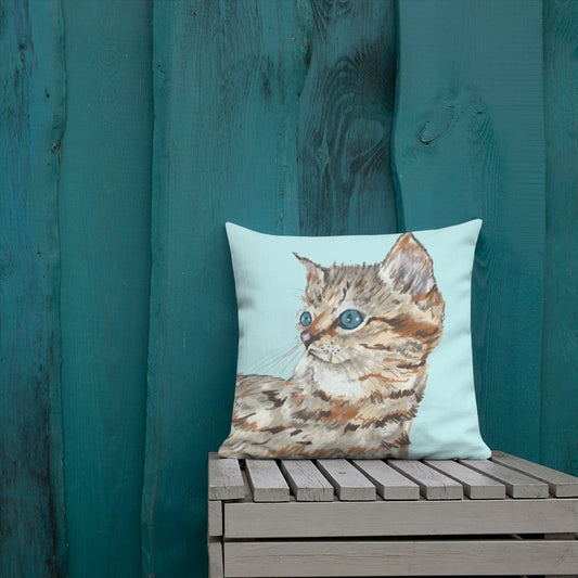 “Molly” Kitten Premium Pillow - Blue Cava