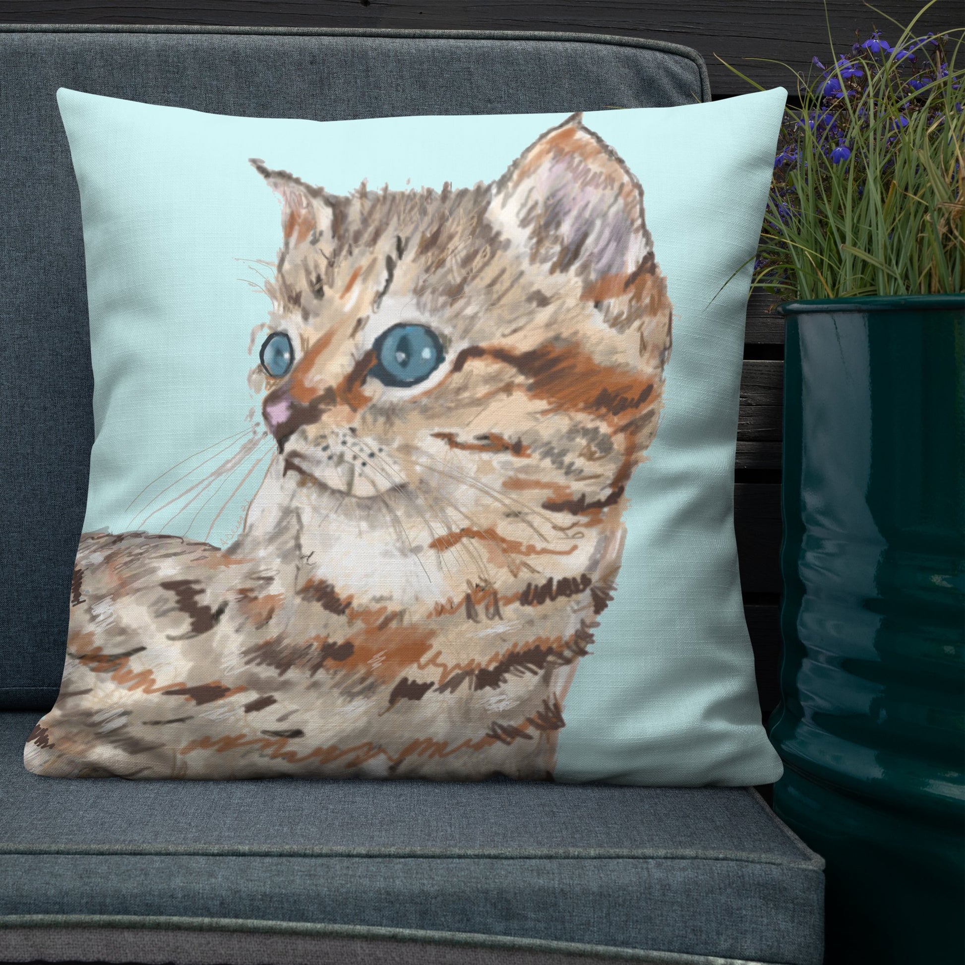 “Molly” Kitten Premium Pillow - Blue Cava