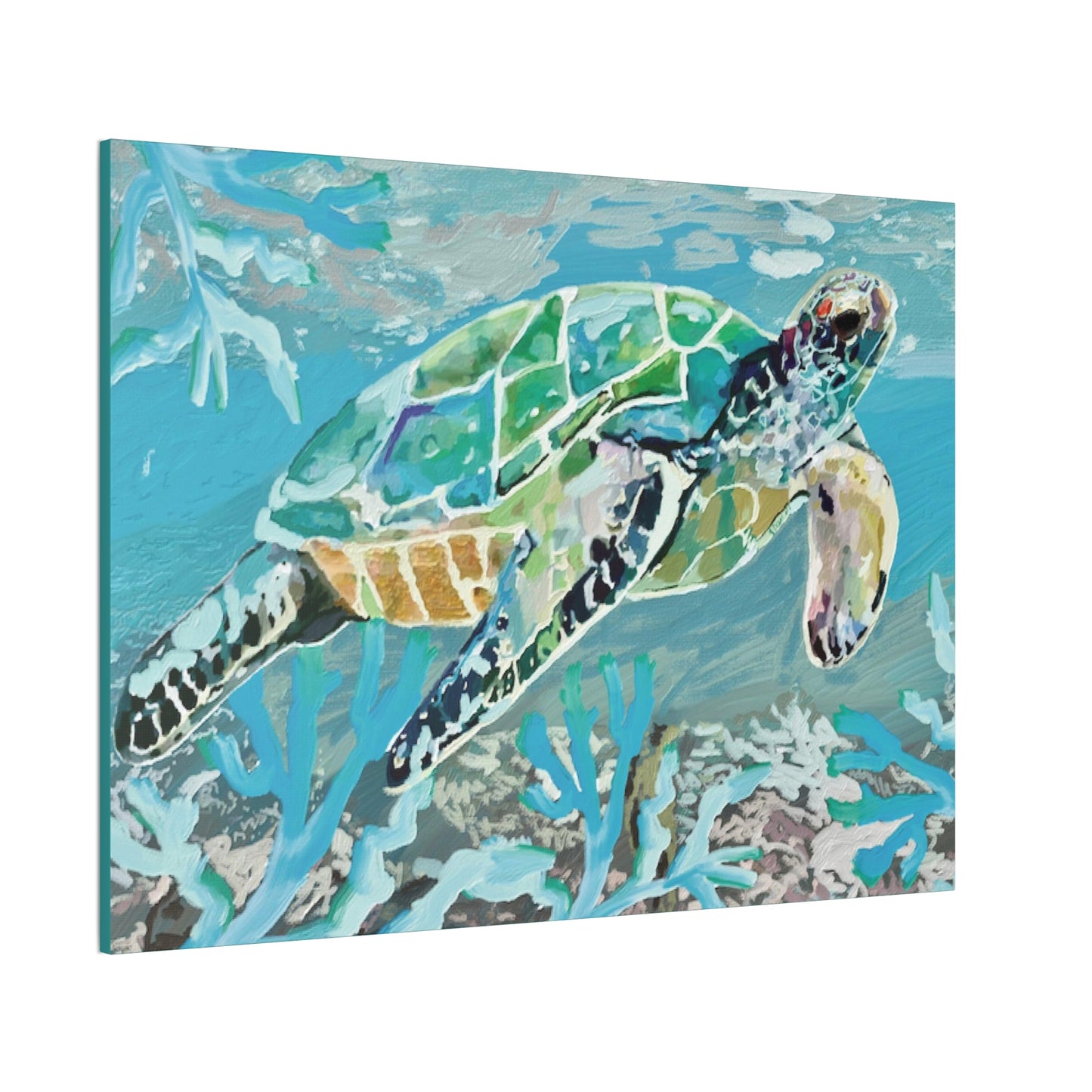 OKI Sea Turtle Canvas Stretched, 0.75" - Blue Cava