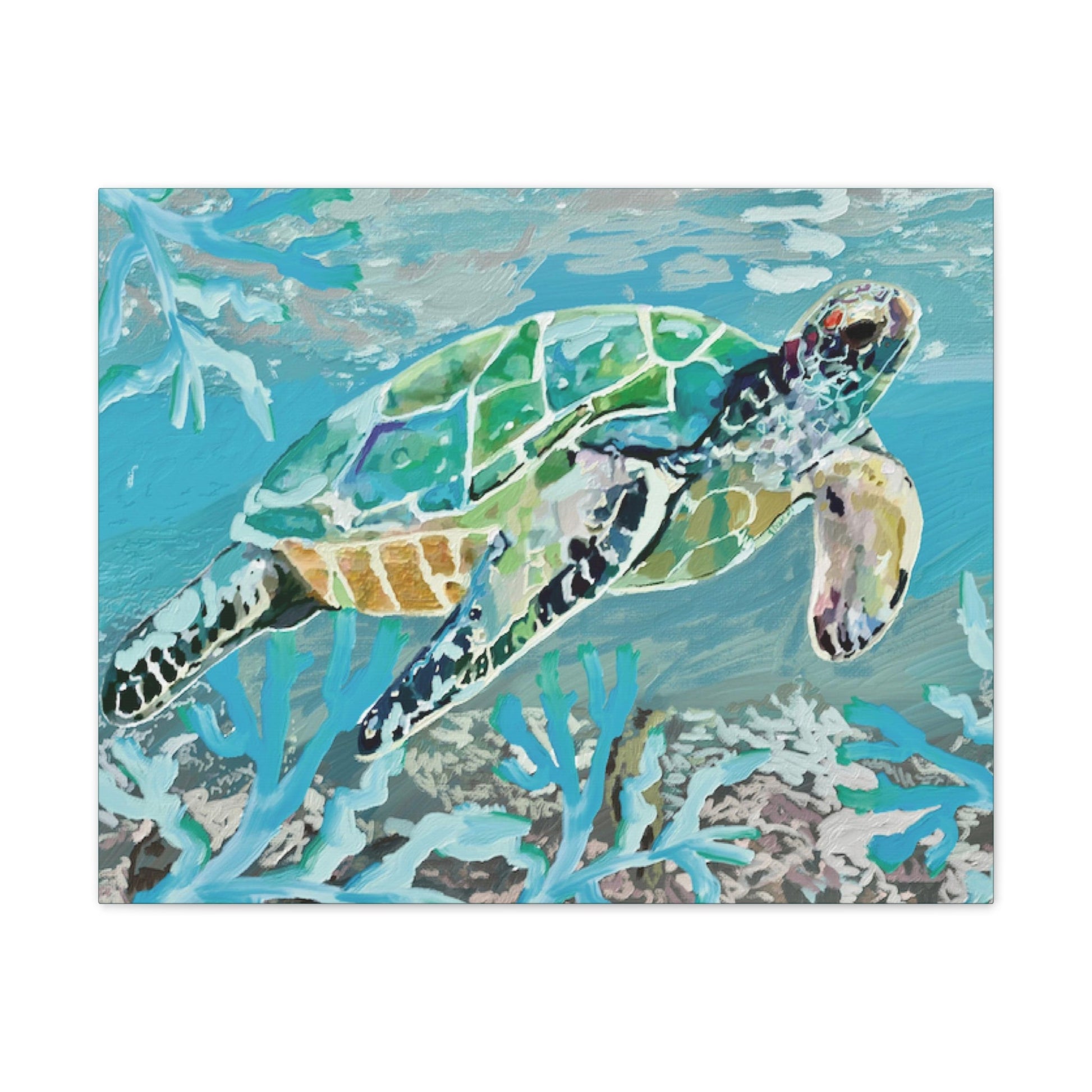 OKI Sea Turtle Canvas Stretched, 0.75" - Blue Cava