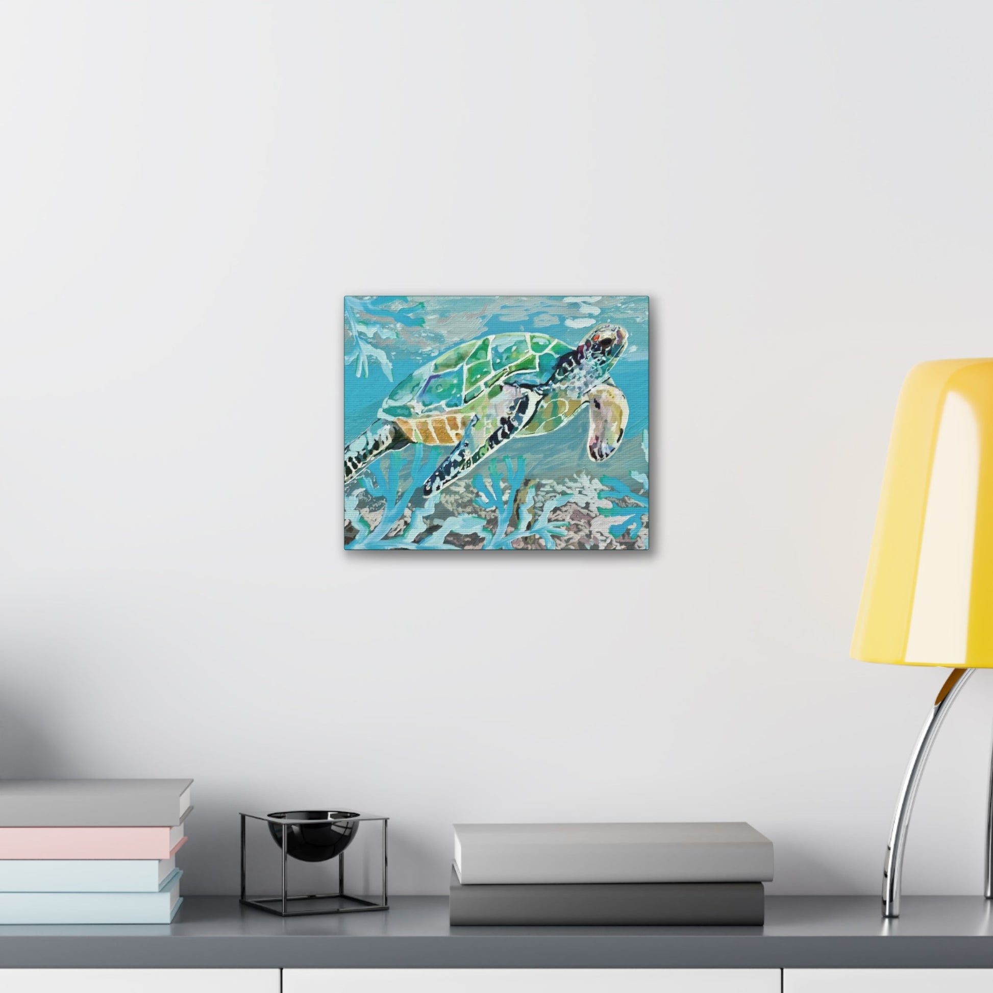 OKI Sea Turtle Canvas Stretched, 0.75" - Blue Cava