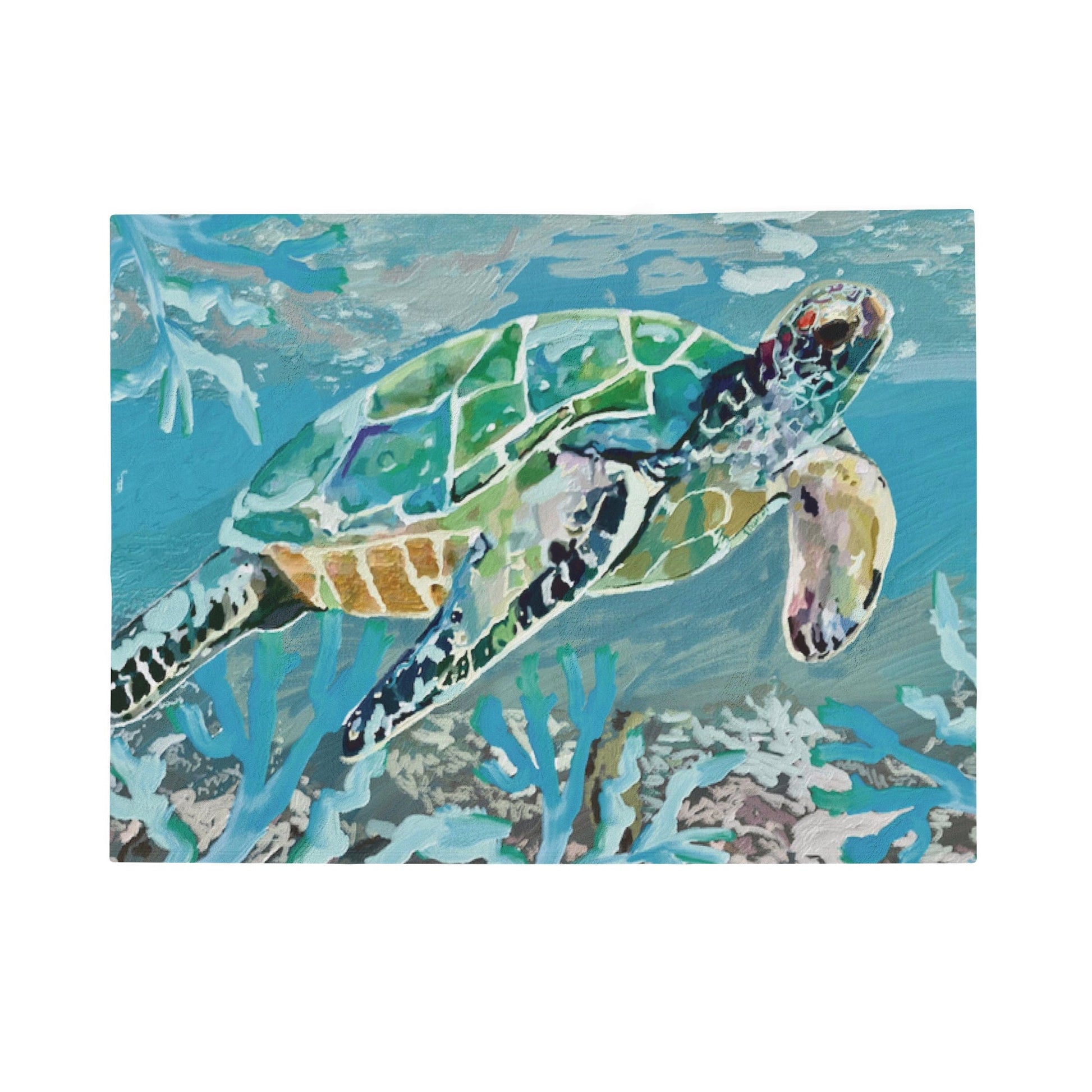 OKI Sea Turtle Velveteen Plush Blanket - Blue Cava