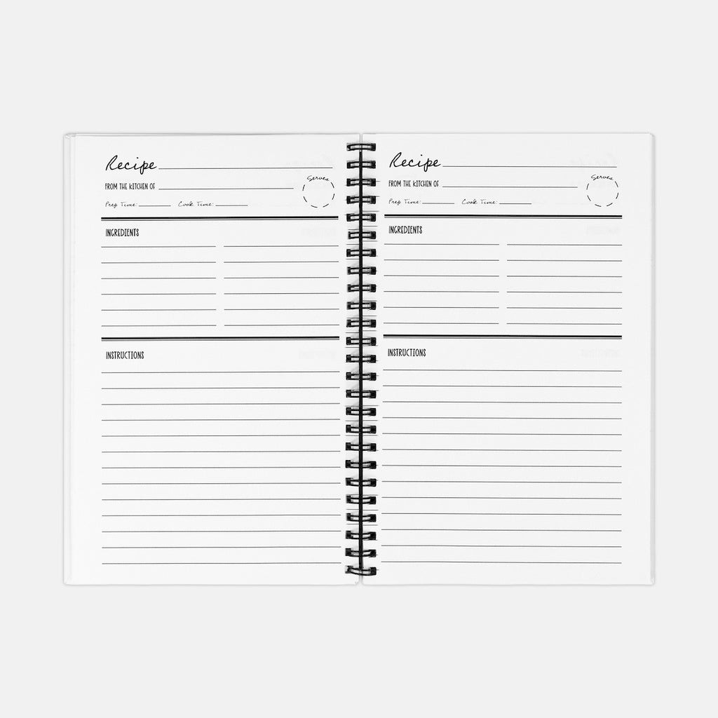 Recipe Hardcover Notebook Spiral Book 5.5 x 8.5 - Blue Cava