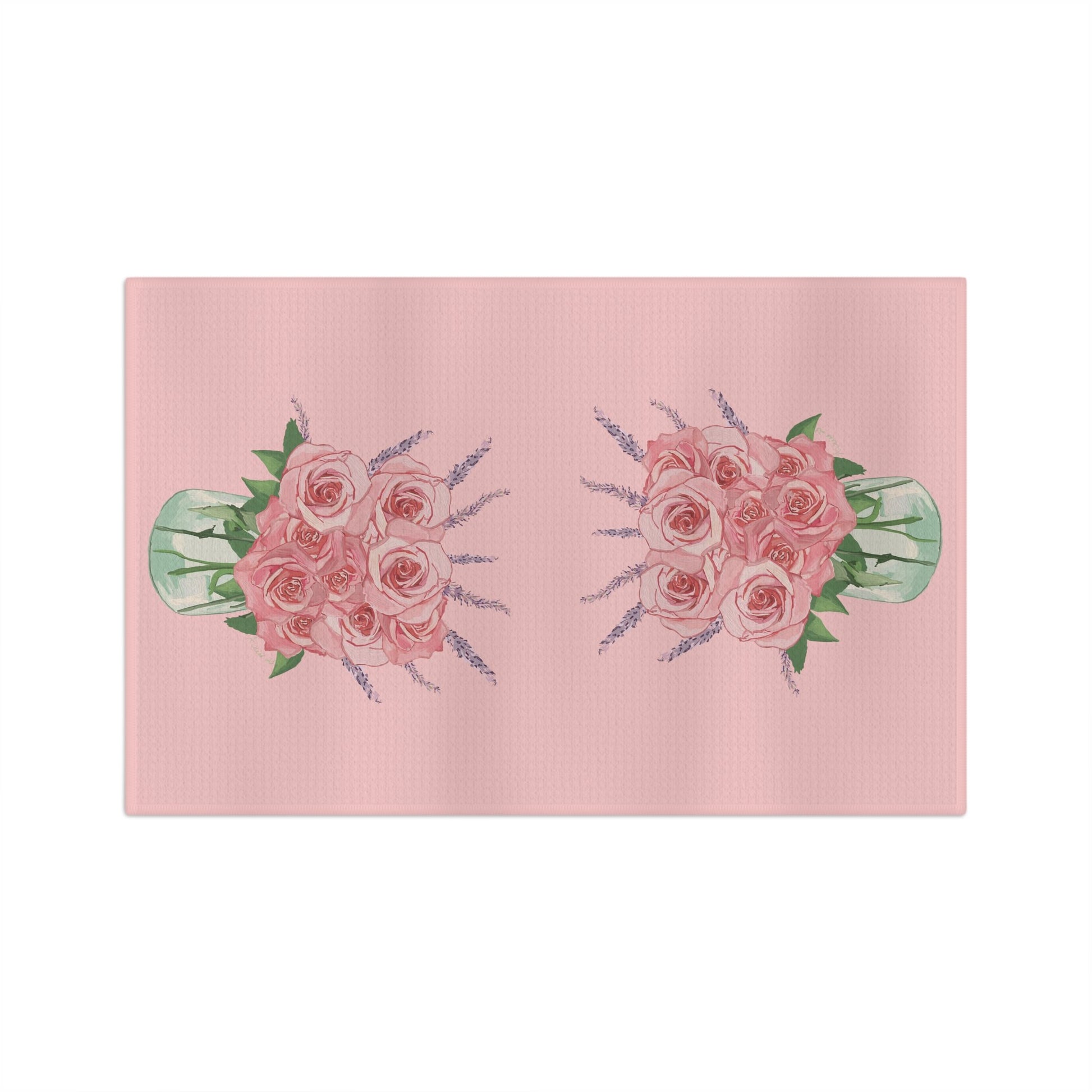 Roses and lavender Microfiber Waffle Towel - Blue Cava