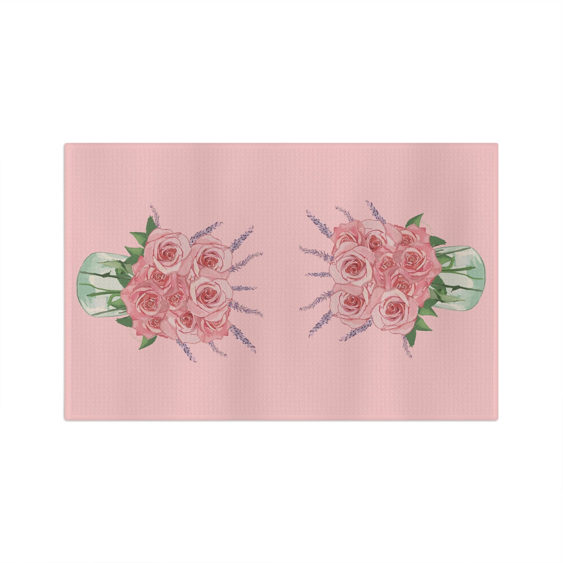 Roses and lavender Microfiber Waffle Towel - Blue Cava