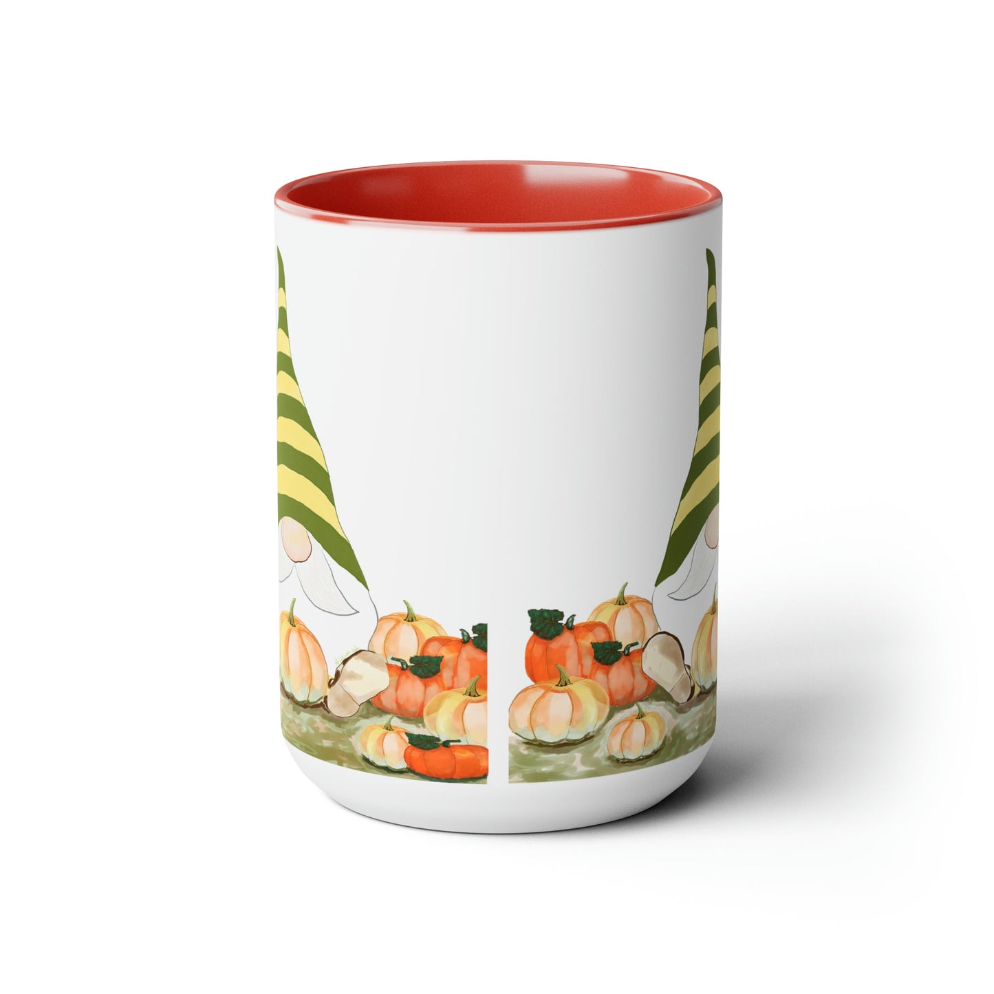 “Sawyer” Fall Gnome Two-Tone Coffee Mugs, 15oz - Blue Cava