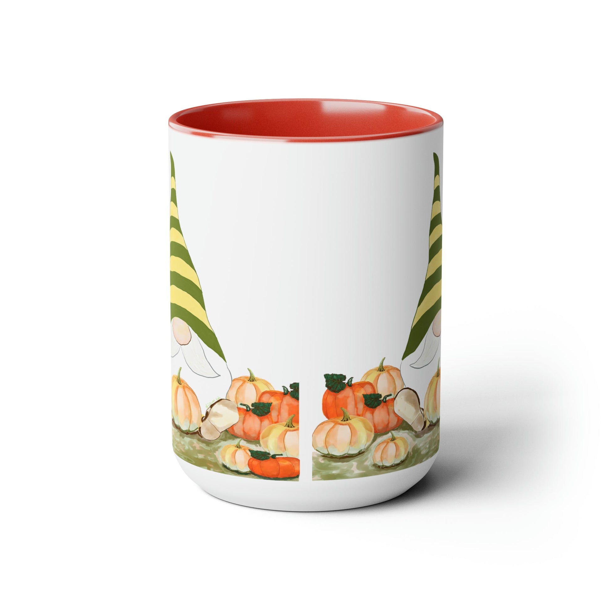 “Sawyer” Fall Gnome Two-Tone Coffee Mugs, 15oz - Blue Cava