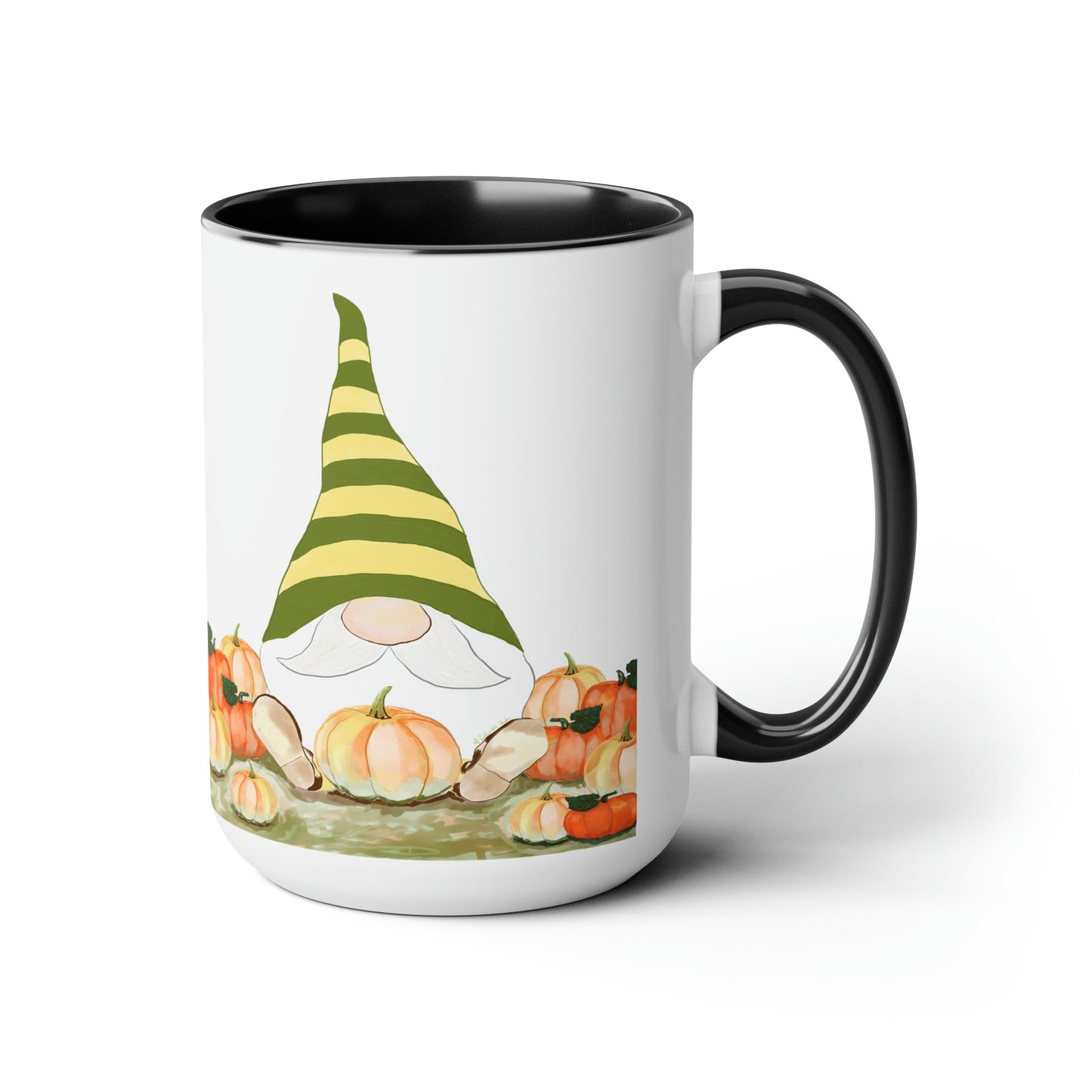 “Sawyer” Fall Gnome Navy Two-Tone Coffee Mugs, 15oz - Blue Cava