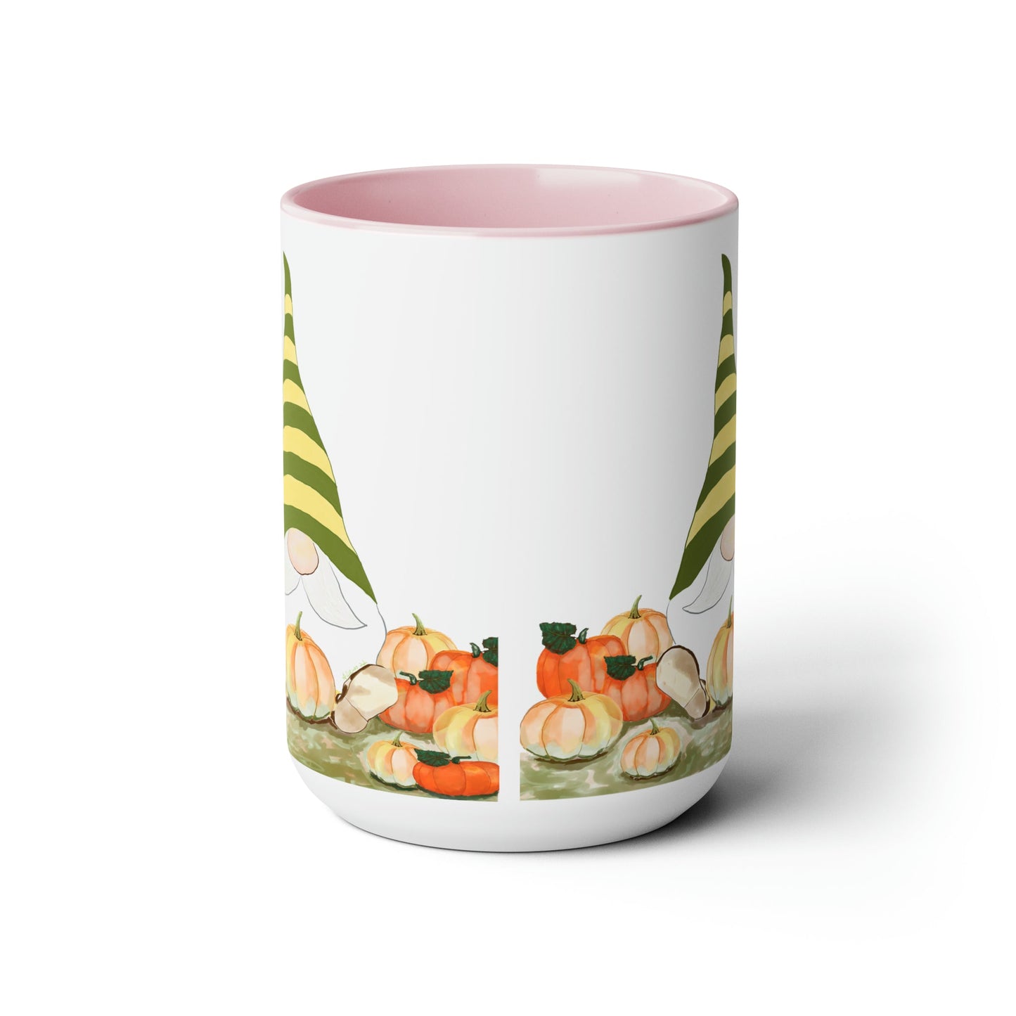 “Sawyer” Fall Gnome Two-Tone Coffee Mugs, 15oz - Blue Cava