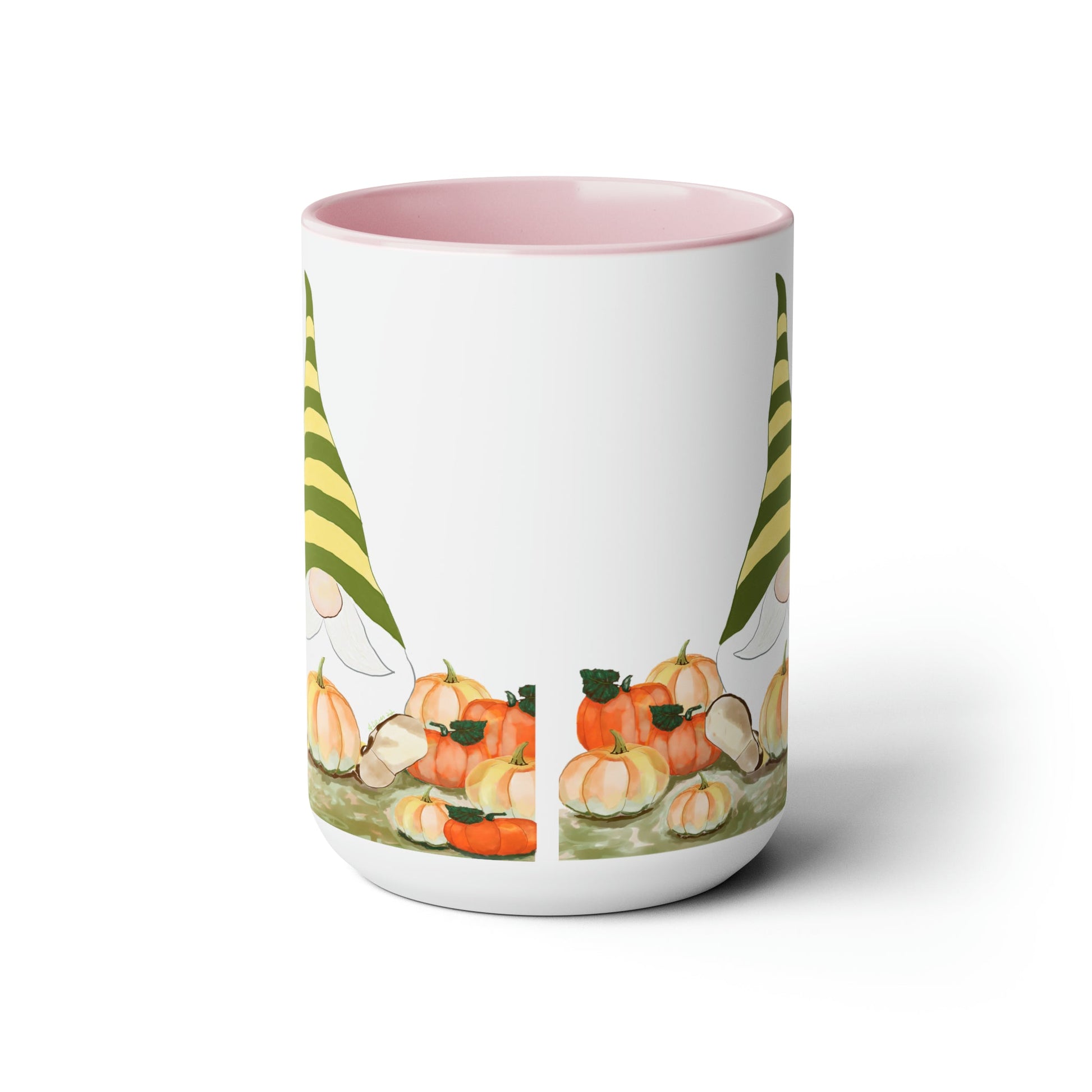 “Sawyer” Fall Gnome Two-Tone Coffee Mugs, 15oz - Blue Cava