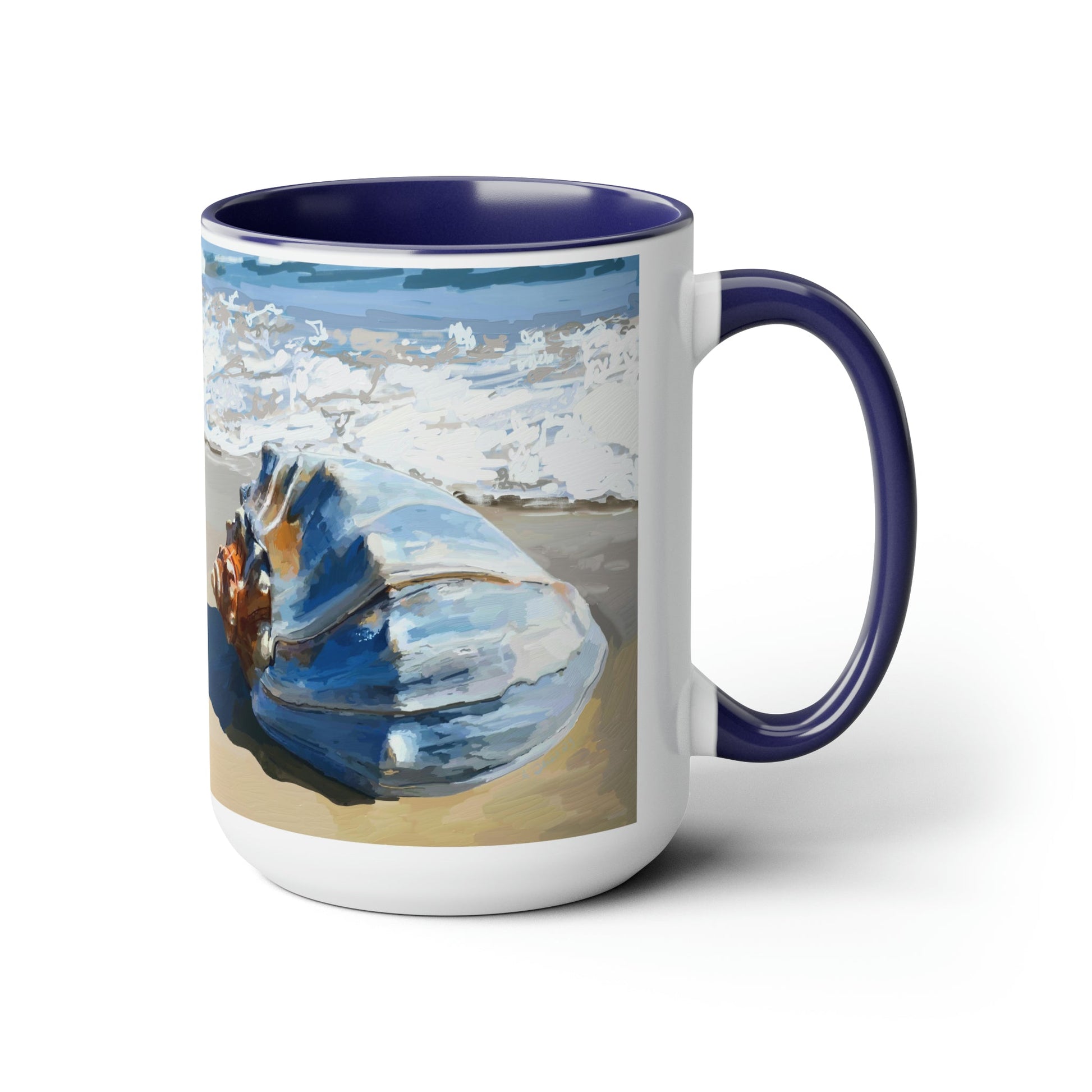 Sea Shell Two-Tone Coffee Mugs, 15oz - Blue Cava
