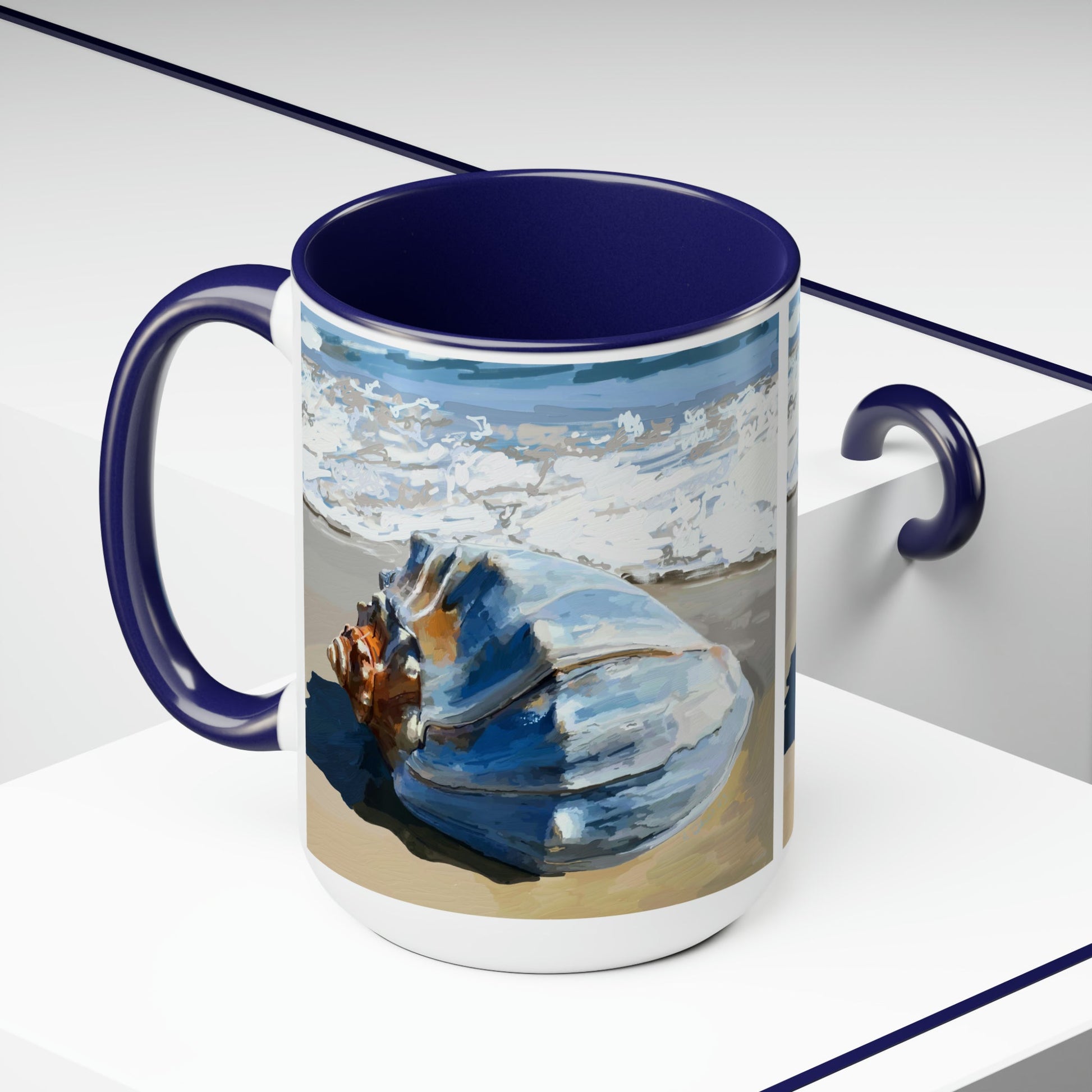 Sea Shell Two-Tone Coffee Mugs, 15oz - Blue Cava