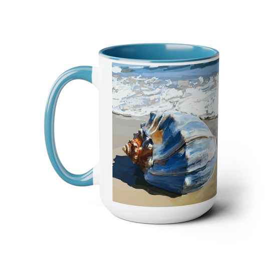 Sea Shell Two-Tone Coffee Mugs, 15oz - Blue Cava