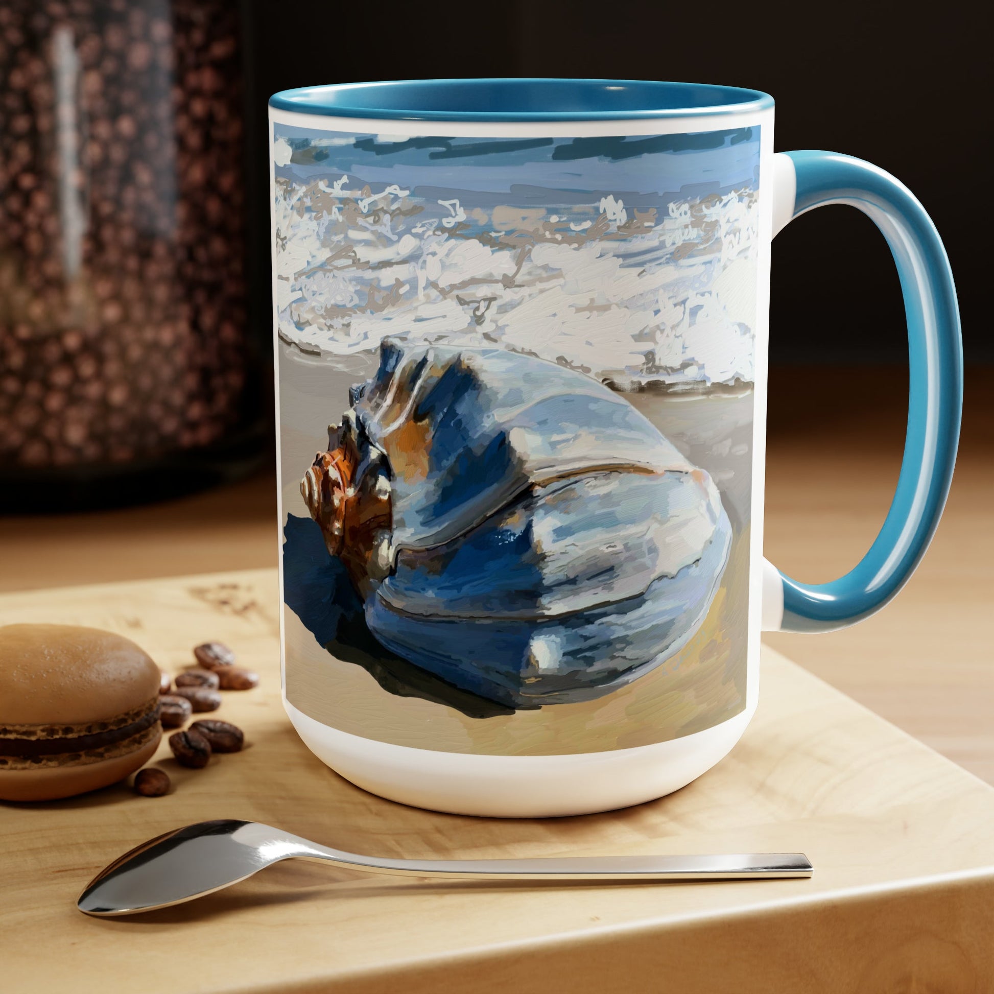 Sea Shell Two-Tone Coffee Mugs, 15oz - Blue Cava
