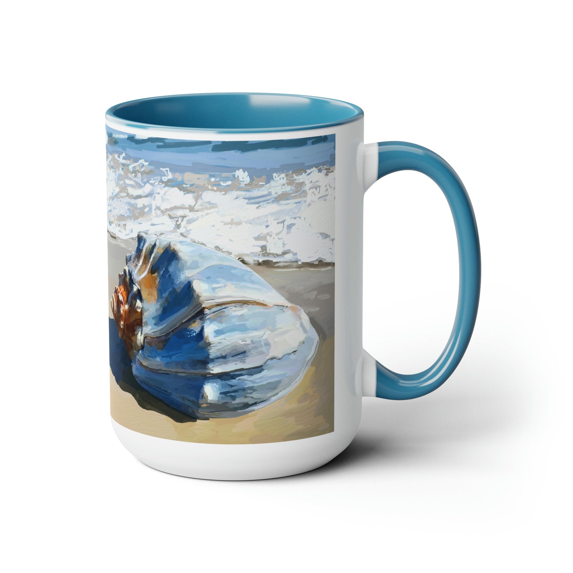 Sea Shell Two-Tone Coffee Mugs, 15oz - Blue Cava