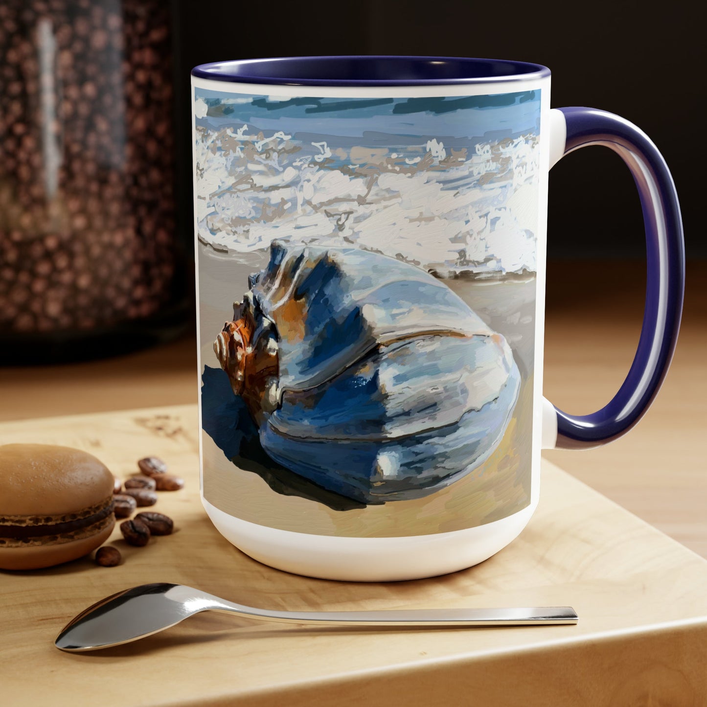 Sea Shell Two-Tone Coffee Mugs, 15oz - Blue Cava