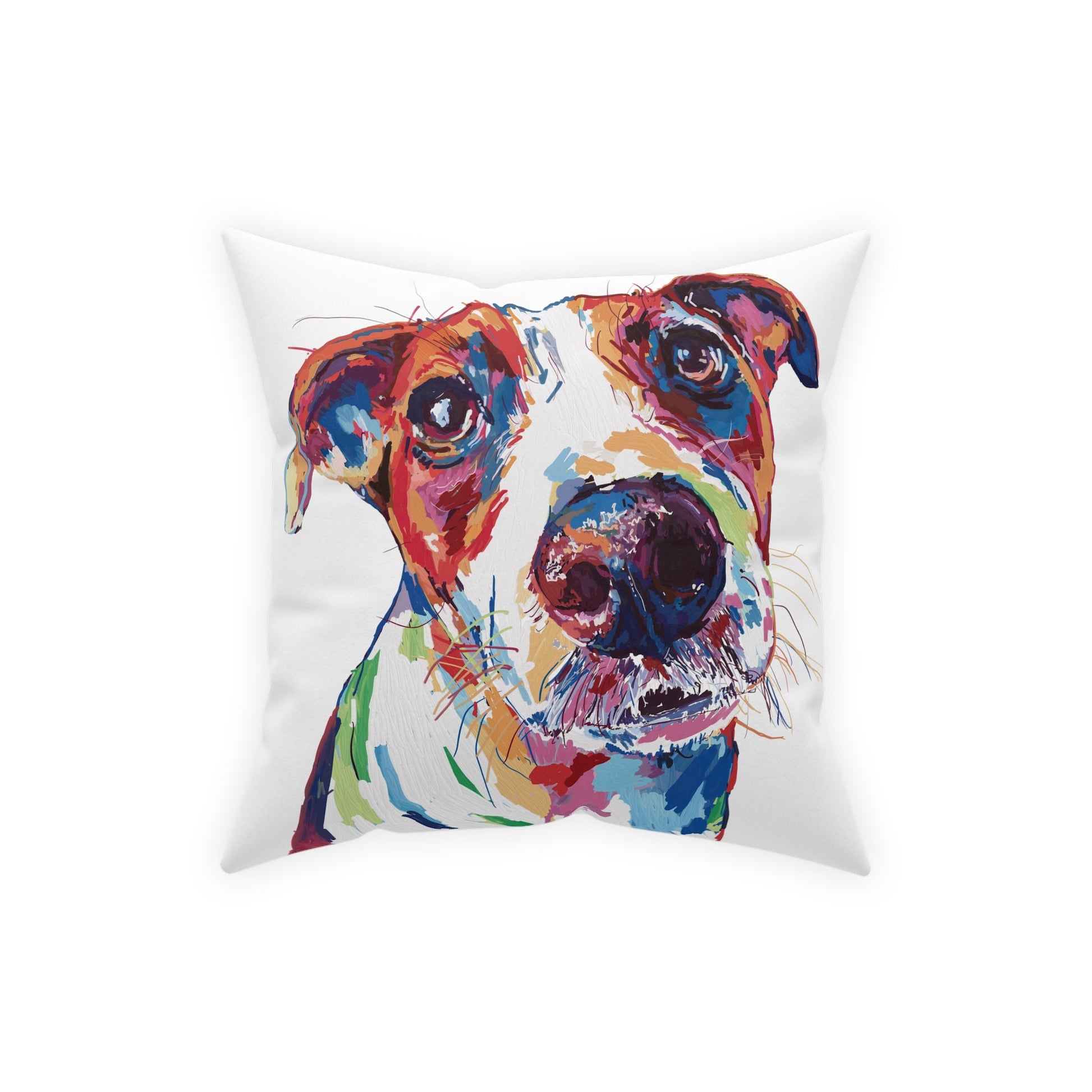 “Skipper” Colorful Dog Broadcloth Pillow - Blue Cava
