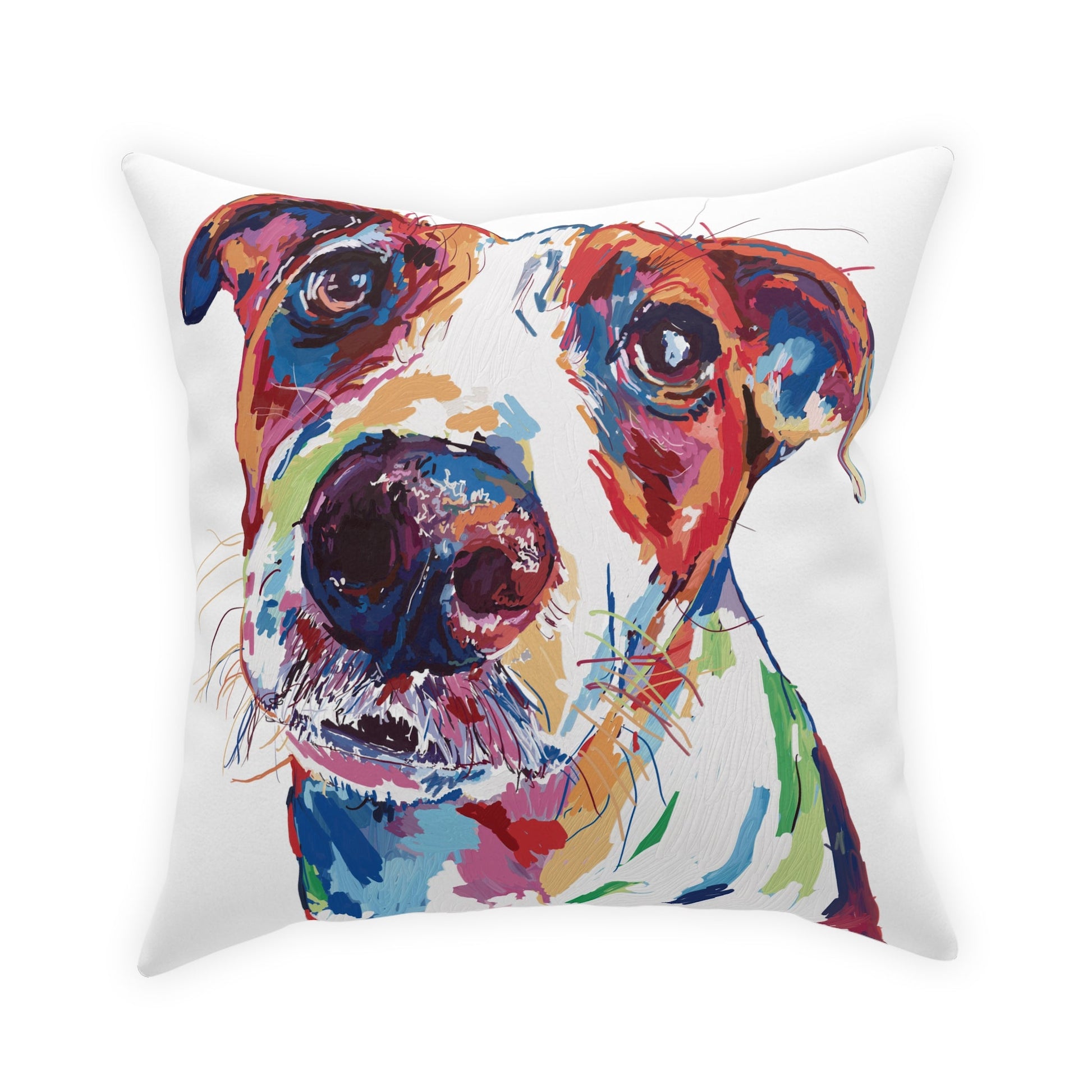 “Skipper” Colorful Dog Broadcloth Pillow - Blue Cava