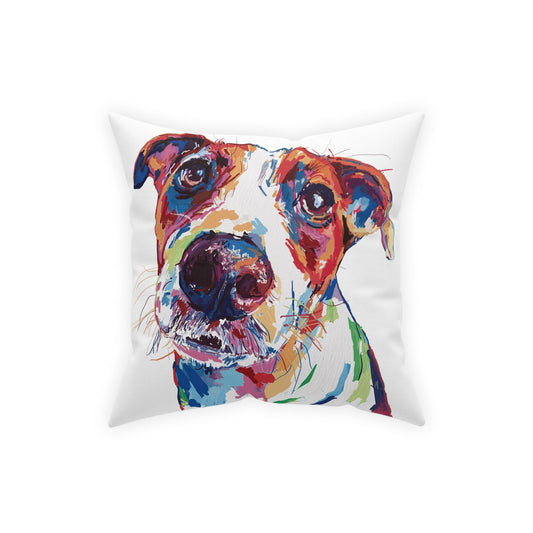 “Skipper” Colorful Dog Broadcloth Pillow - Blue Cava