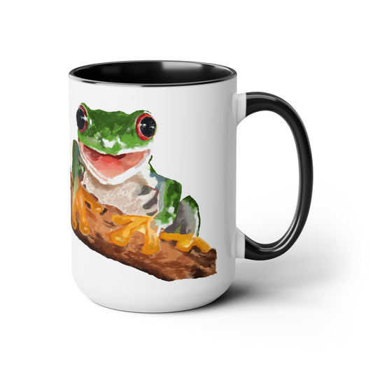 “Skylar” Frog Two-Tone Coffee Mugs, 15oz (multiple colors) - Blue Cava