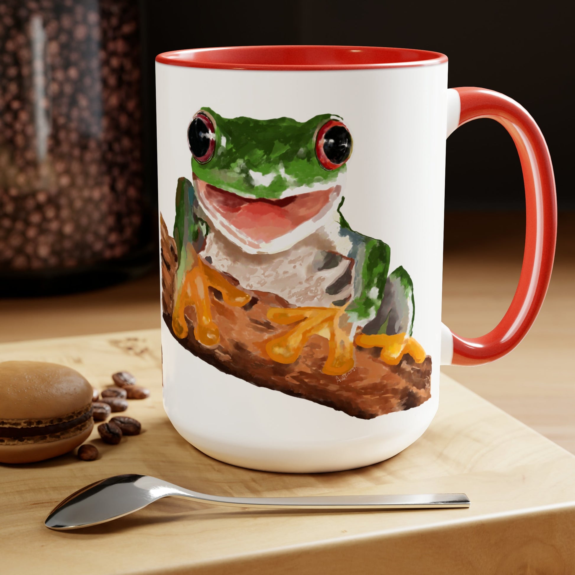 “Skylar” Frog Two-Tone Coffee Mugs, 15oz (multiple colors) - Blue Cava