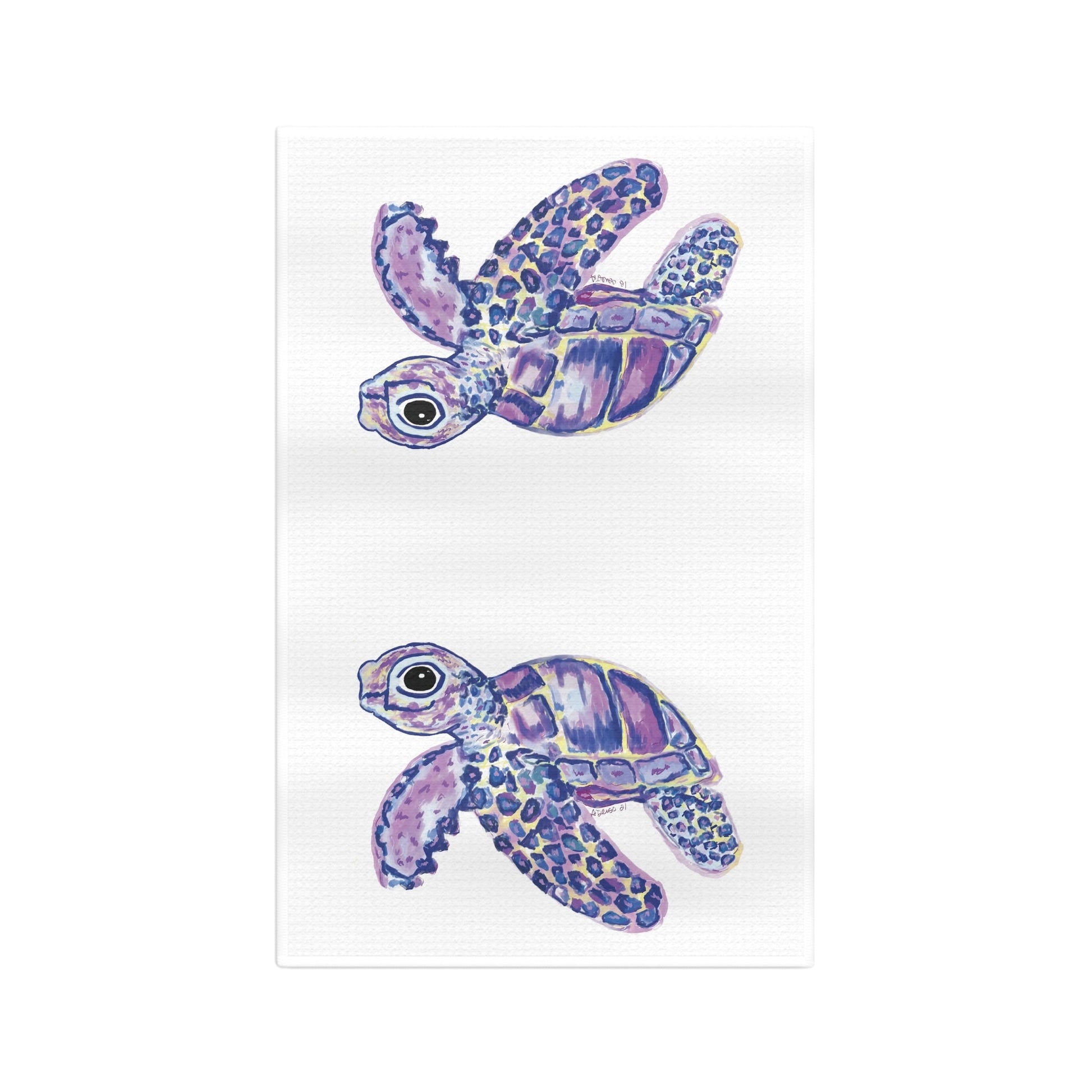 “Tilley” Sea Turtle Microfiber Waffle Towel - Blue Cava