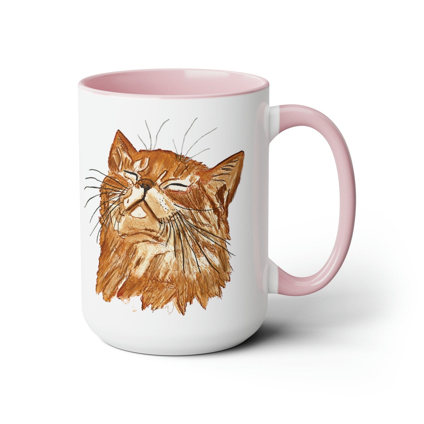 Watercolor Cat Two-Tone Coffee Mugs, 15oz (Four Colors available) - Blue Cava