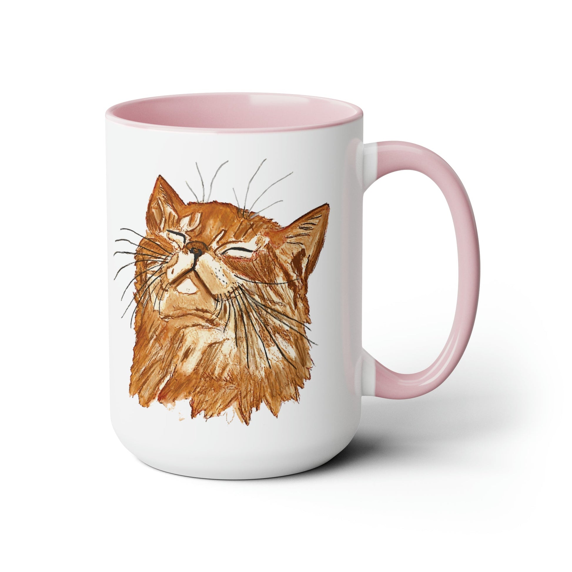 Watercolor Cat Two-Tone Coffee Mugs, 15oz (Four Colors available) - Blue Cava
