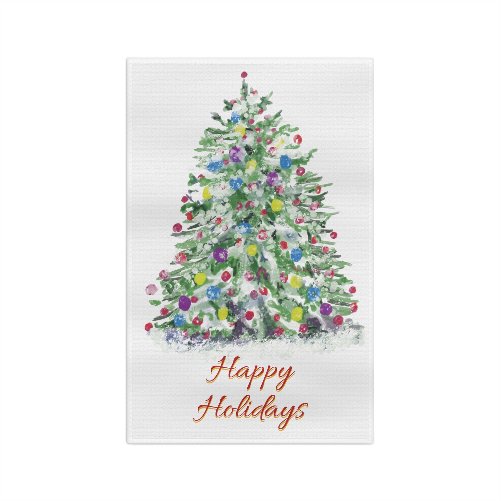Watercolor Christmas Tree Microfiber Microfiber Towel - Blue Cava