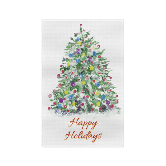 Watercolor Christmas Tree Microfiber Microfiber Towel - Blue Cava