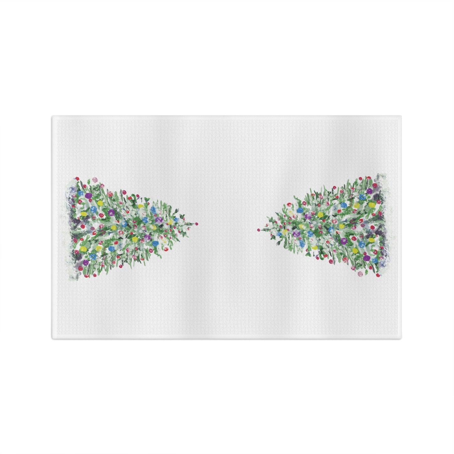 Watercolor Christmas Tree Microfiber Waffle Towel - Blue Cava