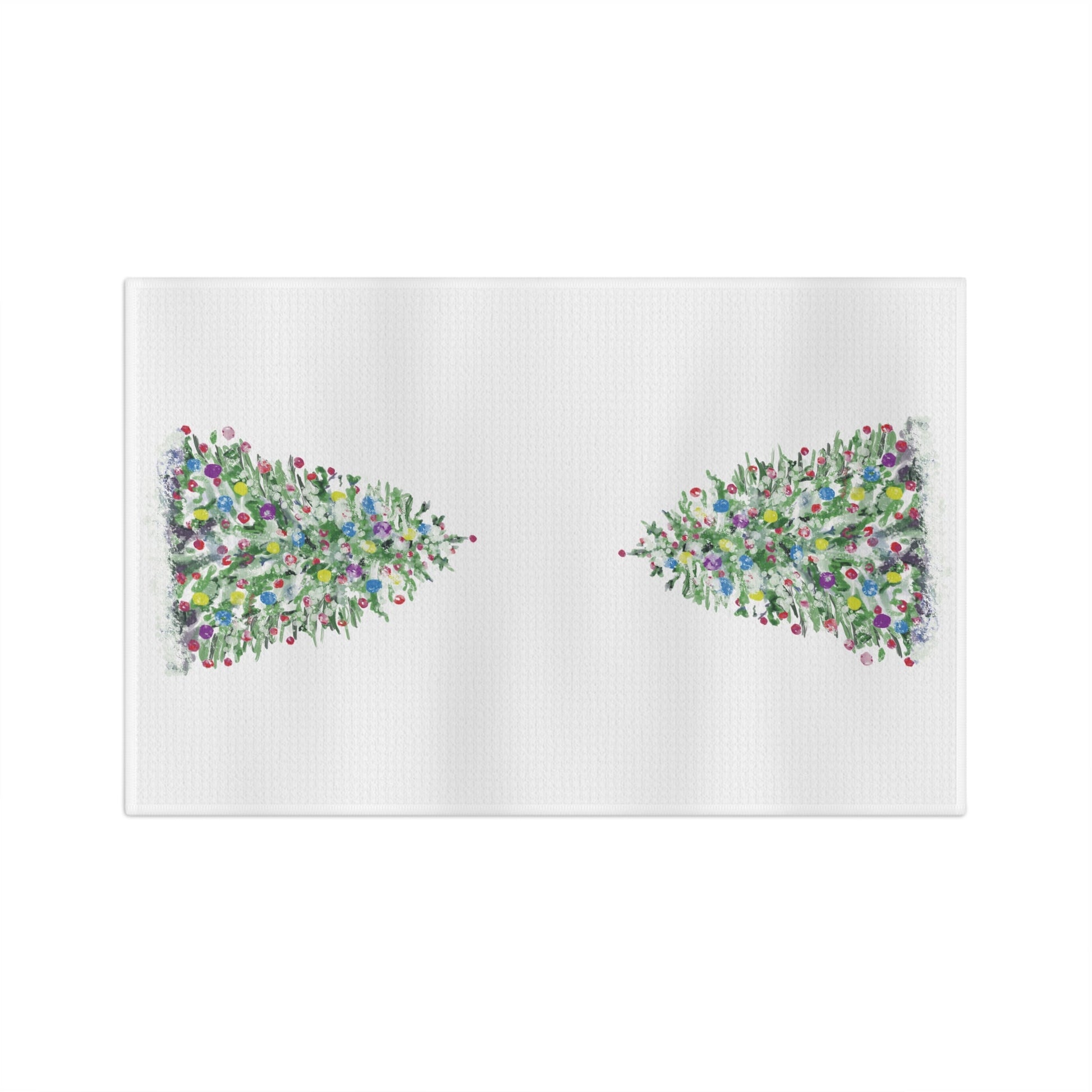 Watercolor Christmas Tree Microfiber Waffle Towel - Blue Cava