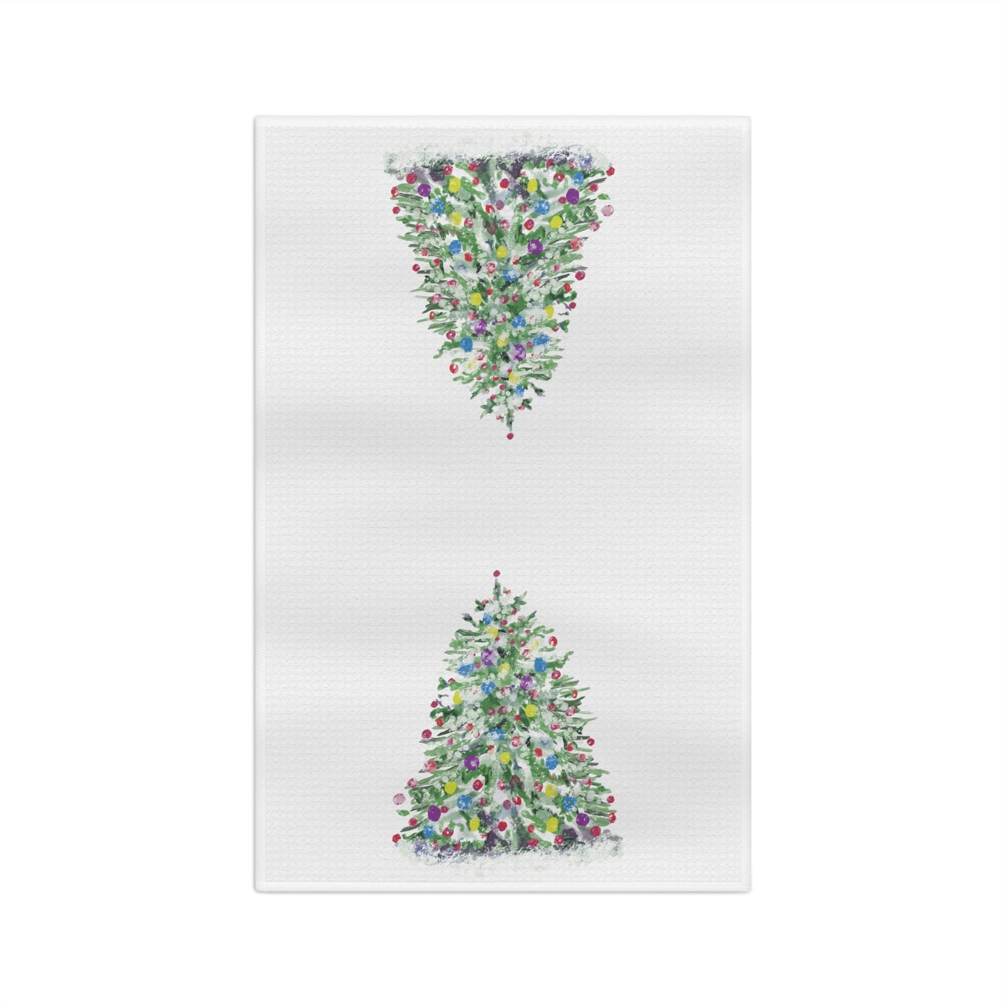 Watercolor Christmas Tree Microfiber Waffle Towel - Blue Cava
