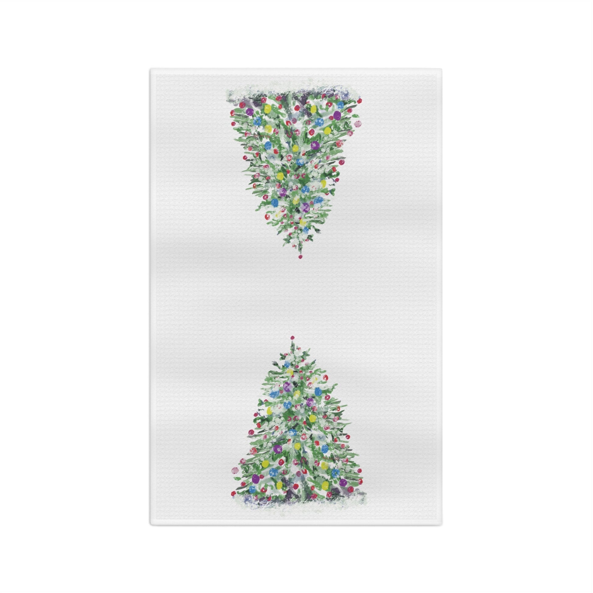 Watercolor Christmas Tree Microfiber Waffle Towel - Blue Cava