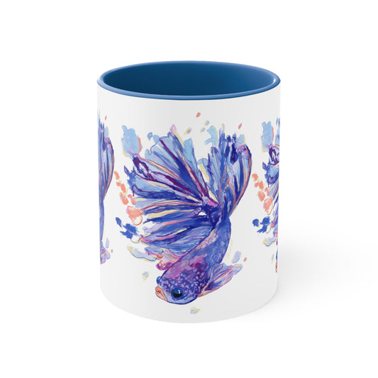 Watercolor Fish Accent Coffee Mug, 11oz - Blue Cava