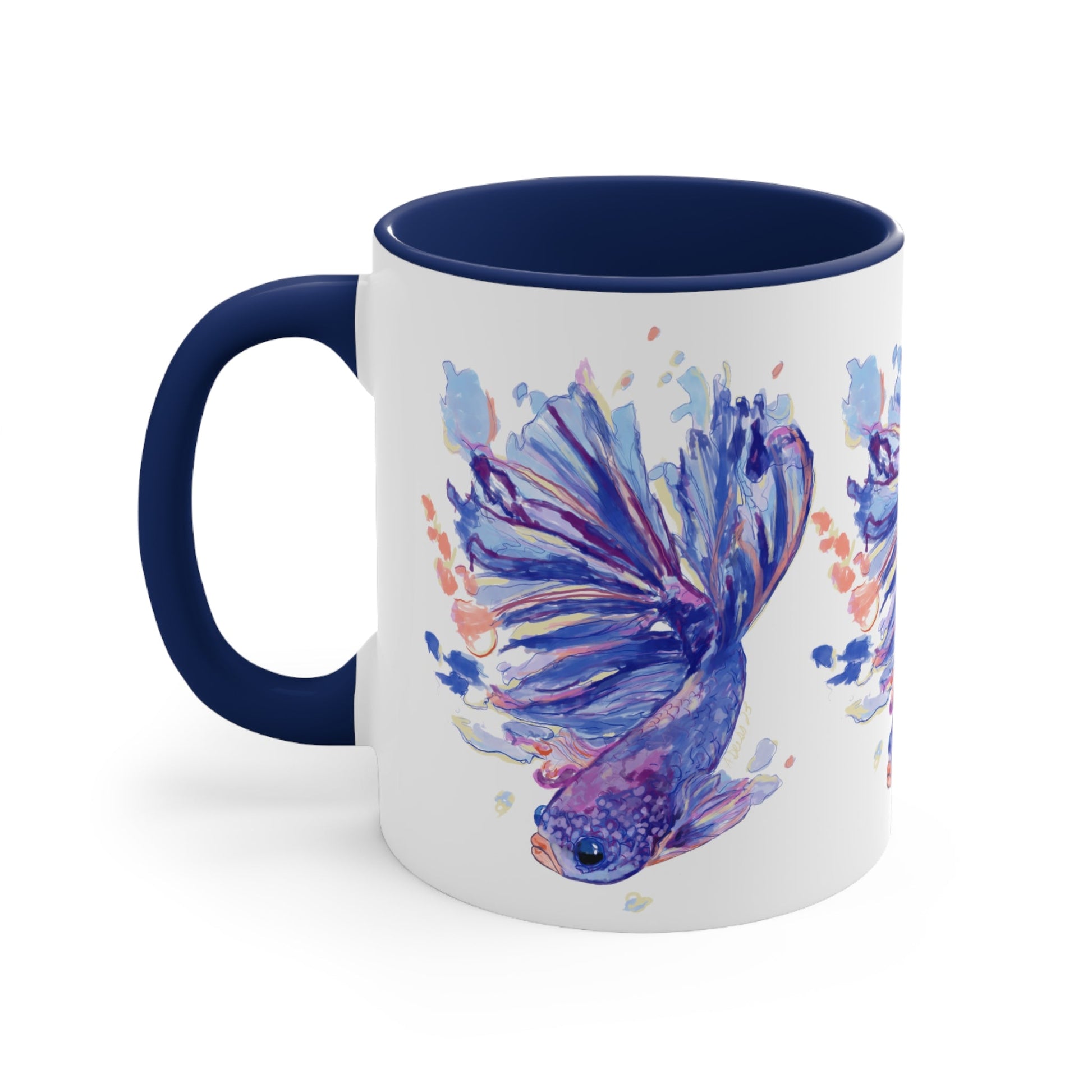 Watercolor Fish Accent Coffee Mug, 11oz - Blue Cava