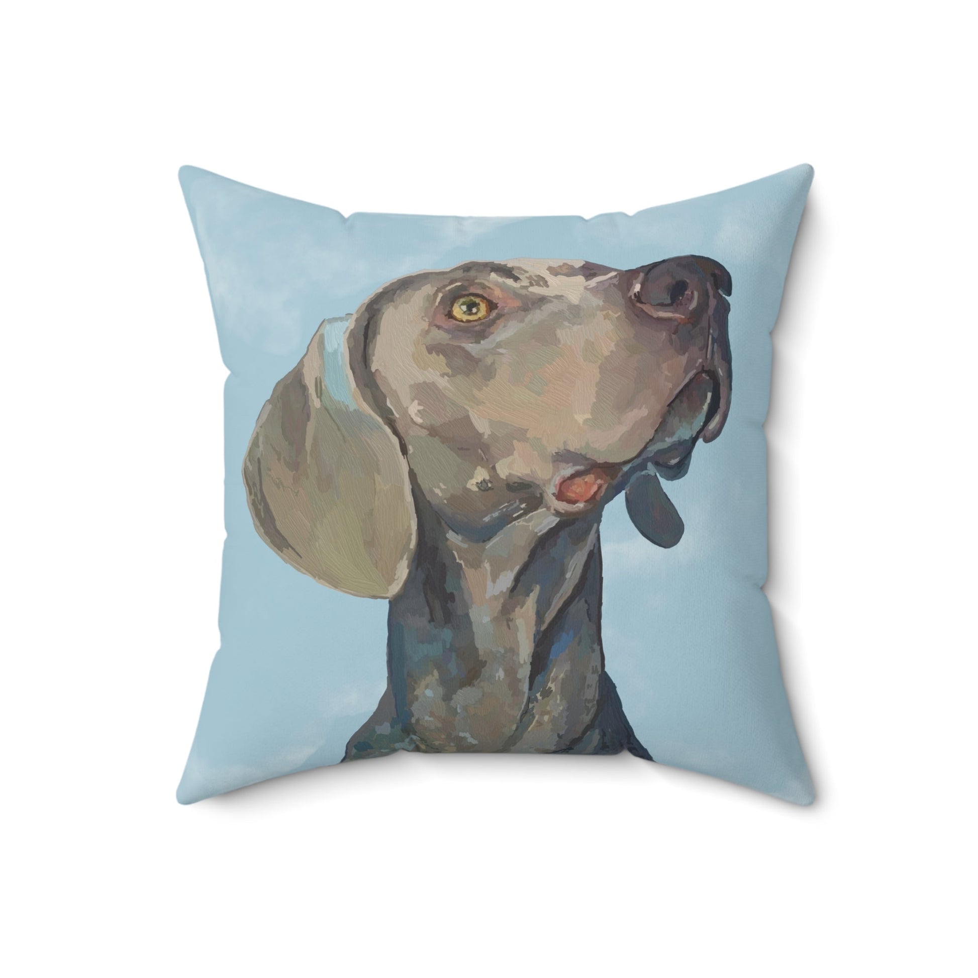 Weimaraner “Blue” Spun Polyester Square Pillow - Blue Cava